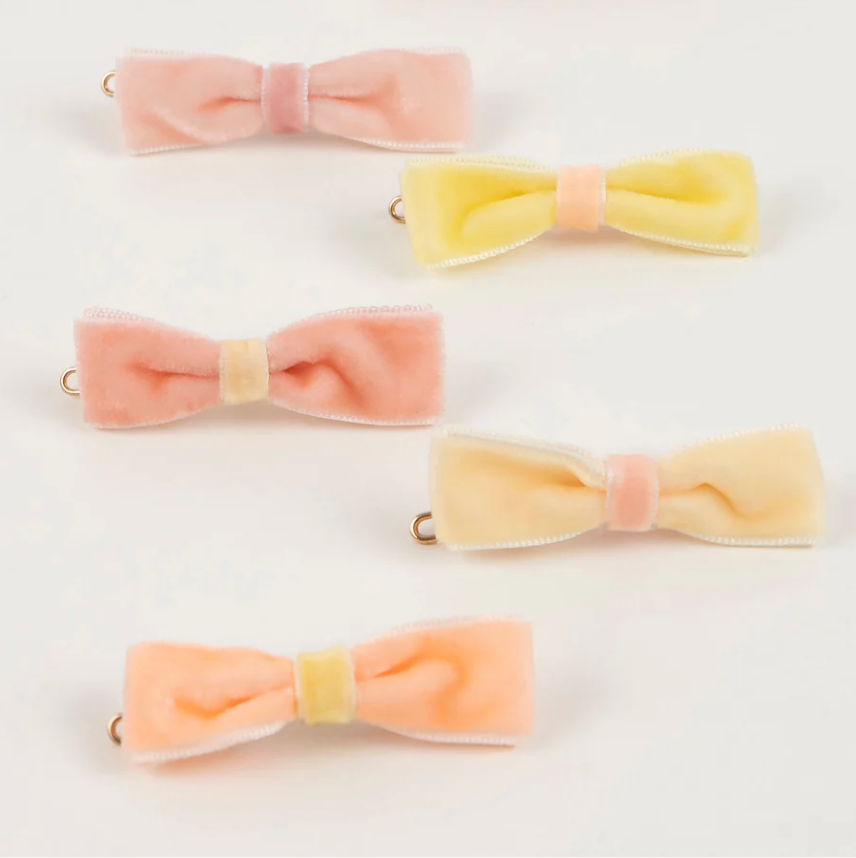 Pastel Velvet Mini Bow Clips