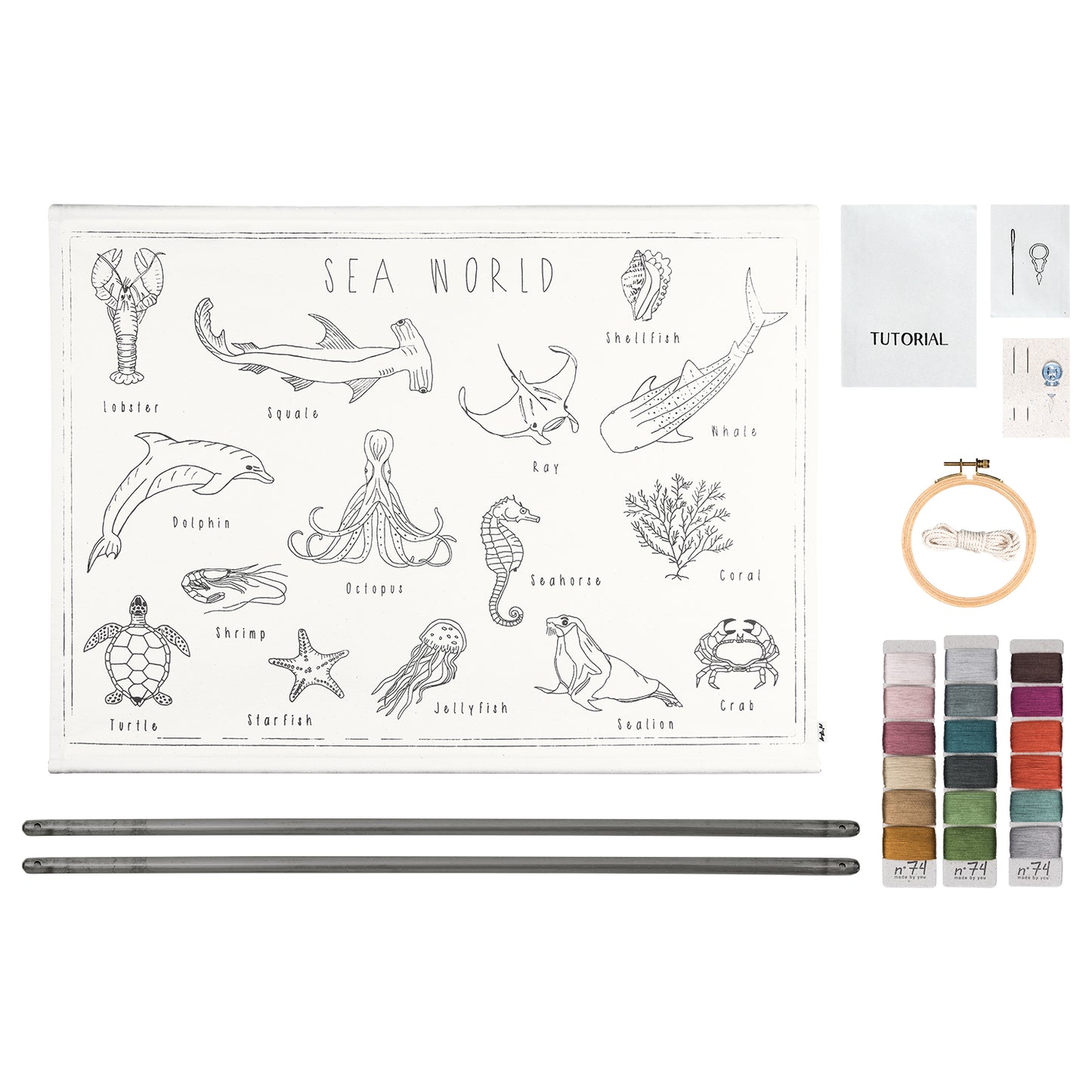 School Poster Embroidery Kit - Sea World