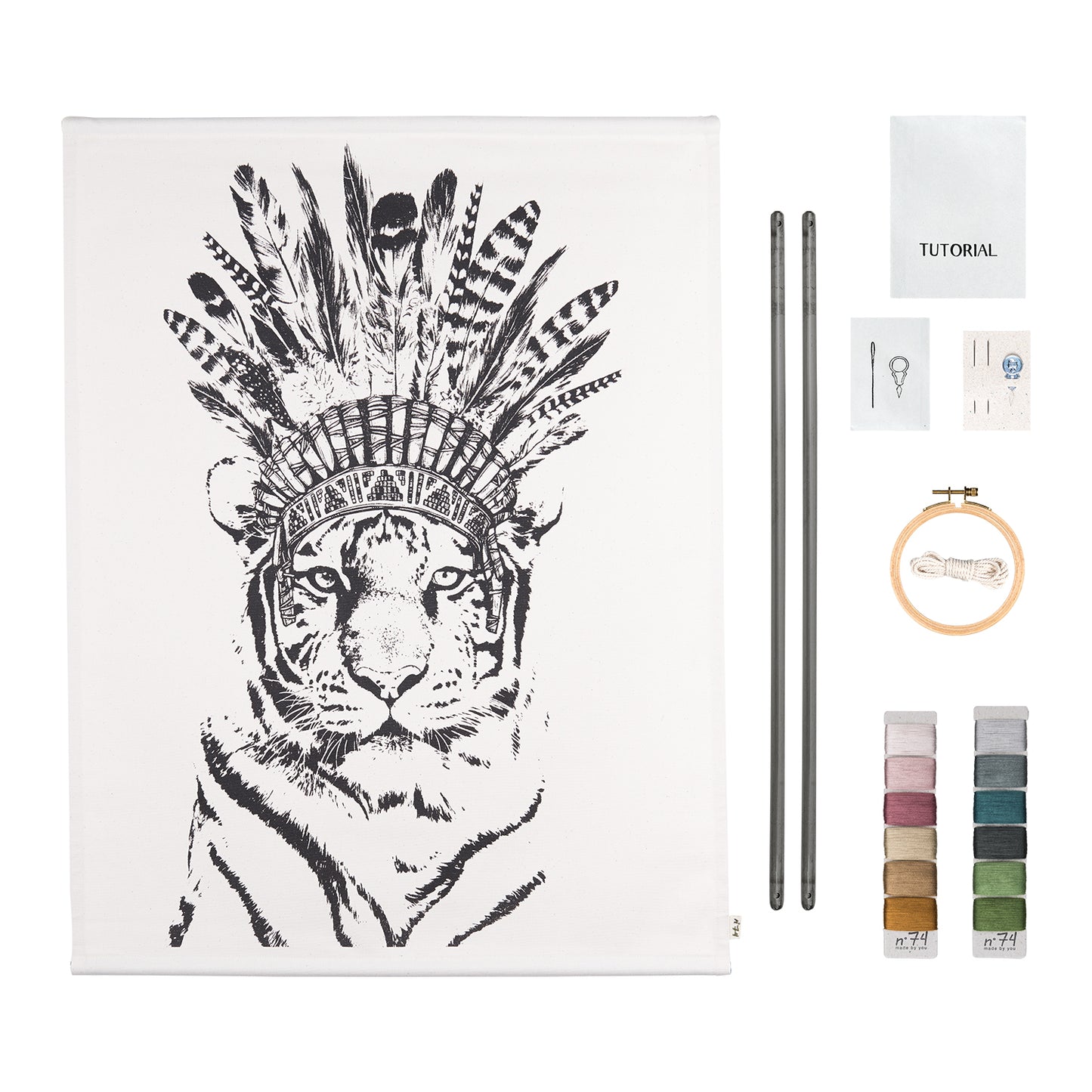 Crazy Tiger Embroidery Kit Natural-Multicolour