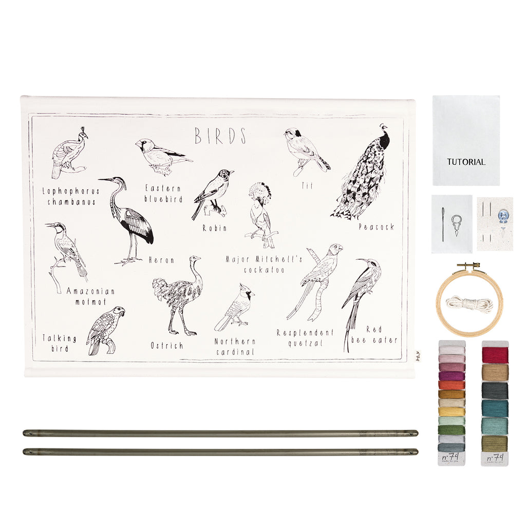 School Poster Embroidery Kit - Birds